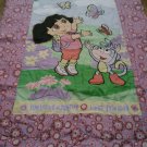 USED Pre-owned TWIN Single COMFORTER DORA THE EXPLORER Flowers Floral Pink