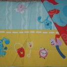 Used BLUE's CLUES TWIN FLAT Sheet PILLOWCASE Clock Shovel