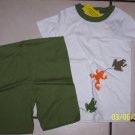 New GYMBOREE PAJAMAS PJs 7 Surf Sleep FROG Lizard Gecko Olive White Boy