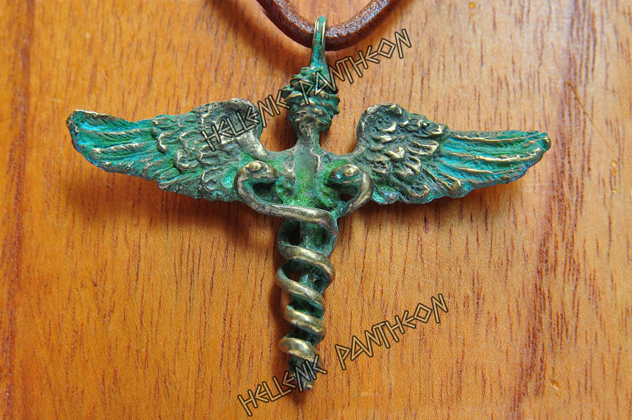 Hermes caduceus pendant, Talisman, pagan Amulet