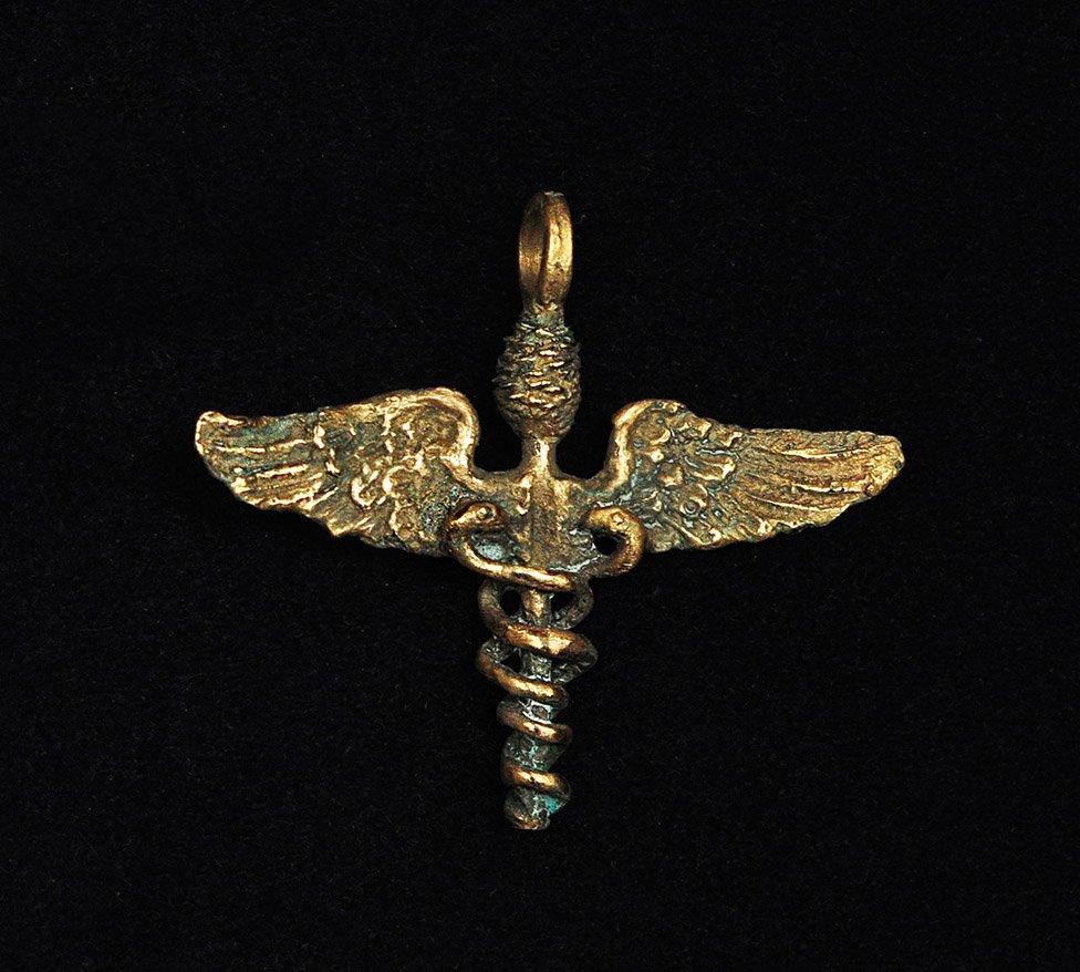 Hermes caduceus pendant, Talisman, pagan Amulet Medium