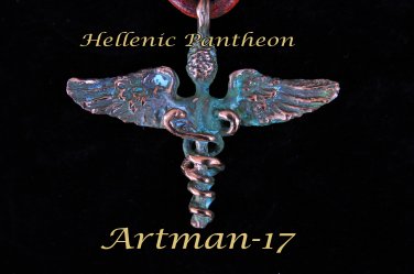 Hermes caduceus pendant, Talisman, pagan Amulet Medium