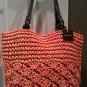 Kelly & Katie Camden Straw Mixed Weave Tote ORANGE NWT Retail $68 Top Zip Close