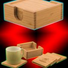 Custome Engraved Bamboo Coaster Set