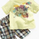 Calvin Klein Baby Boy Yellow/ Plaid 2 piece Set