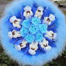 Teddy Bear Doll Cartoon Bouquet UK Sale Valentine's Day Wedding Birthdays Gift - Blue