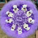 Teddy Bear Doll Cartoon Bouquet UK Sale Valentine's Day Wedding Birthdays Gift - Purple