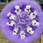 Teddy Bear Doll Cartoon Bouquet UK Sale Valentine's Day Wedding Birthdays Gift - Purple