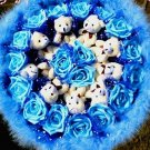 Wholesale Cartoon Teddy Bear Doll Bouquet Flower Valentine's Day Wedding Birthdays Gift - Blue