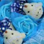 Wholesale 11 Teddy Bear Dolls 11 Roses Bouquet  Valentine's Day Wedding Birthdays Gift - Blue