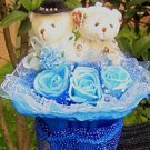 Wholesale Teddy Bear Dolls  Flowers Bouquet  Valentine's Day Wedding Birthdays Gift - Blue