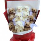 Hot Sale Teddy Bear Dolls Bouquet  Valentine's Day Wedding Birthdays Gift - Grey/White