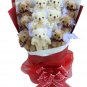 Hot Sale Teddy Bear Dolls Bouquet Valentine's Day Wedding Birthdays Gift - Grey/White