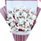 Plush Teddy Bear Dolls Bouquet  Valentine's Day Wedding Birthdays Gift - White