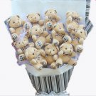 Plush Teddy Bear Dolls Bouquet  Valentine's Day Wedding Birthdays Gift - Grey