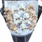 Plush Teddy Bear Dolls Bouquet  Valentine's Day Wedding Birthdays Gift - White/Grey