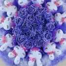 Romantic Gift Love Rabbit Doll Bouquet Valentine's Day Wedding Birthdays Gift - Blue