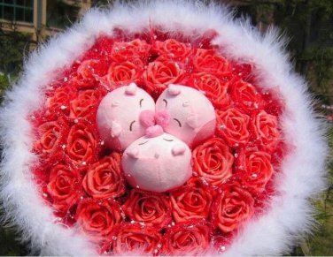 New Romantic Pig Bouquet for Wedding,Valentine, Birthday Gift- Red