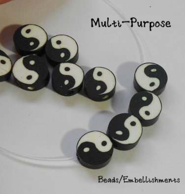 20 Polymer Clay Ying-yang Karma Beads