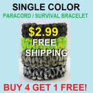 Single Color Paracord Bracelet $2.99 FREE Shipping! Buy 4 get 1 FREE! Custom Sizes and Colors