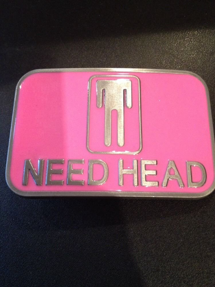 Need Head Funny Adult Belt Buckle Black Over-the-Top