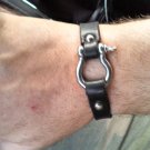 Leather bracelet with anchor shackle