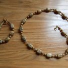 Brown Stone Necklace and Braeclet Set