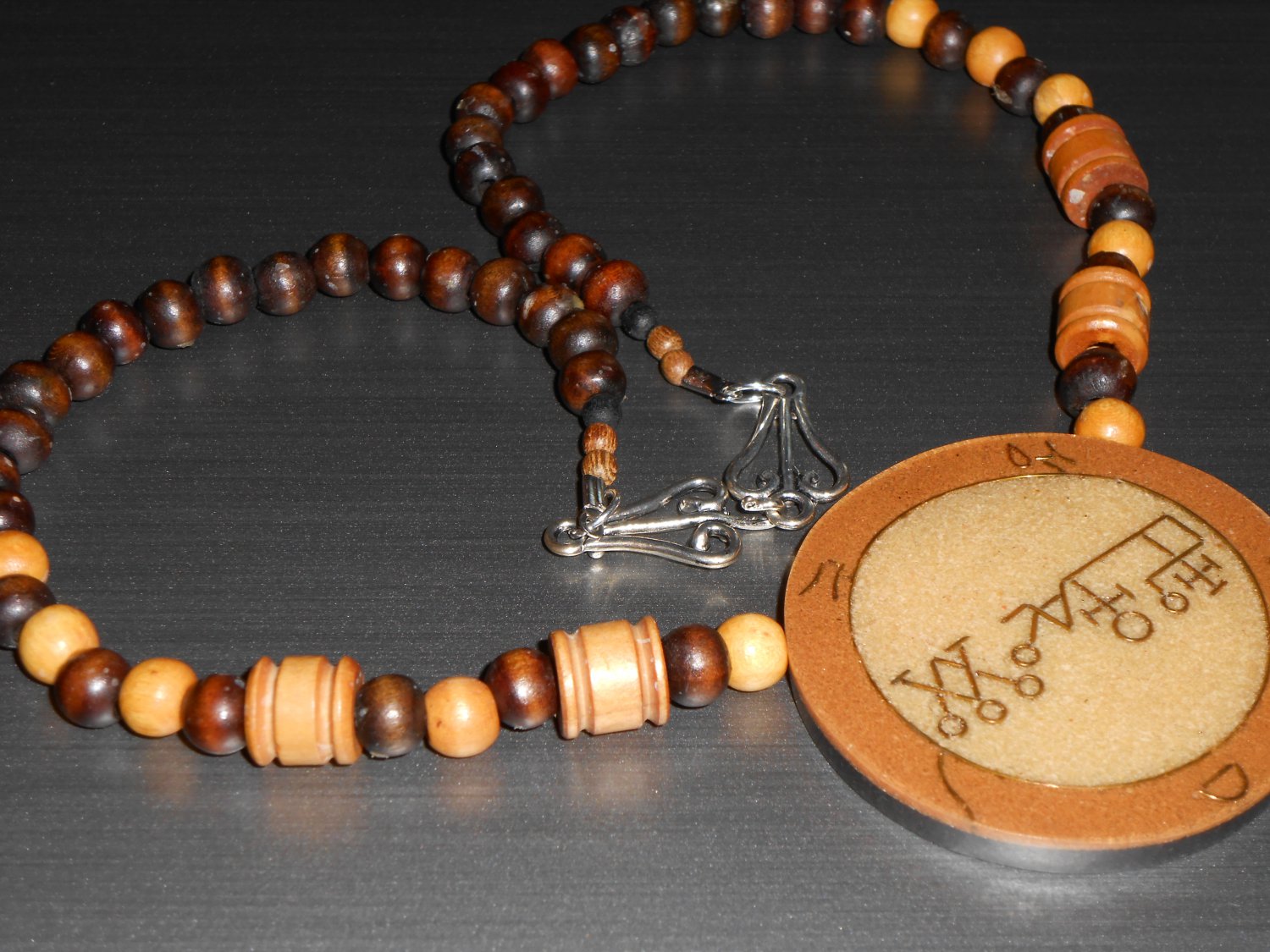Asian Inspired Stone and Wood Bead Necklace