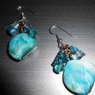 Teal Mother of Pearl Stone Earrings