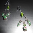 Green Teardrop Chandelier Earrings