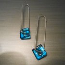 Blue Square Drop Earrings