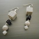 Black and White Earrings with Small Dice