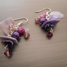 Bohemian Purple Bead and Shell Earrings