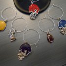 Football Wine Glass Charm Set