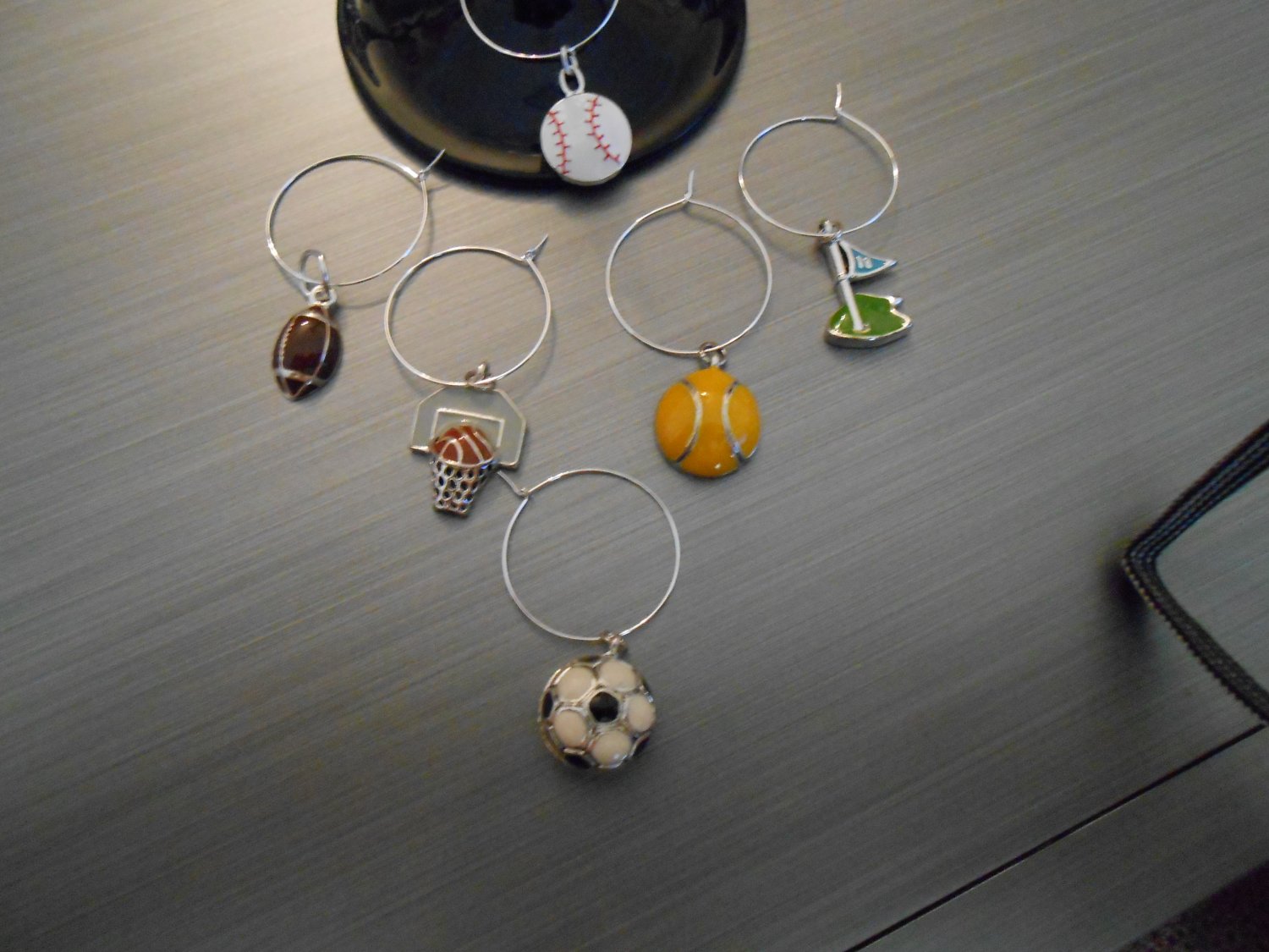 Various Sports Wine Glass Charm Set