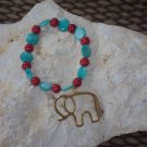 Elephant charm red/green bracelet
