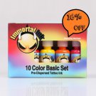 IMMORTAL TATTOO INK 10-PACK Primary Color Set 0.5oz Bottles Color Ink Supply Item#: SL118-1