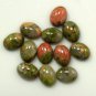 Certified Lot of 25 Pieces AAA Quality Unakite 9x11 M.M. Oval Cabochon Calibarated