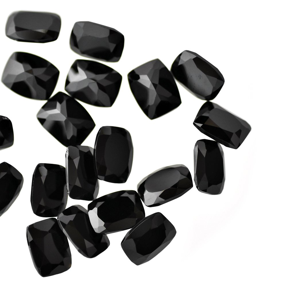 Certified Natural Black Spinel AAA Quality 6x4  mm Faceted Cushion  50 pcs lot