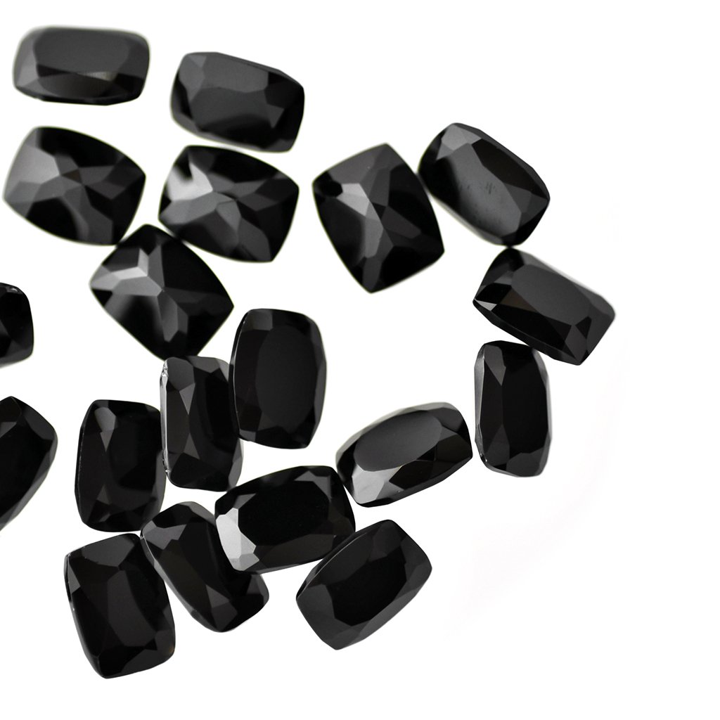 Certified Natural Black Spinel AAA Quality 10x8  mm Faceted Cushion  25 pcs lot