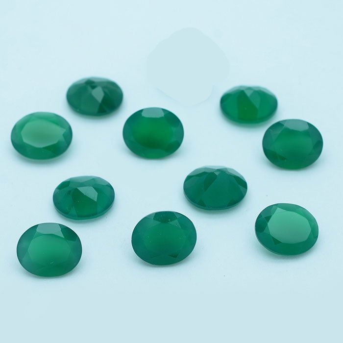 Certified Natural Green Onyx AAA Quality 10x12 mm Faceted Oval 10 pcs lot