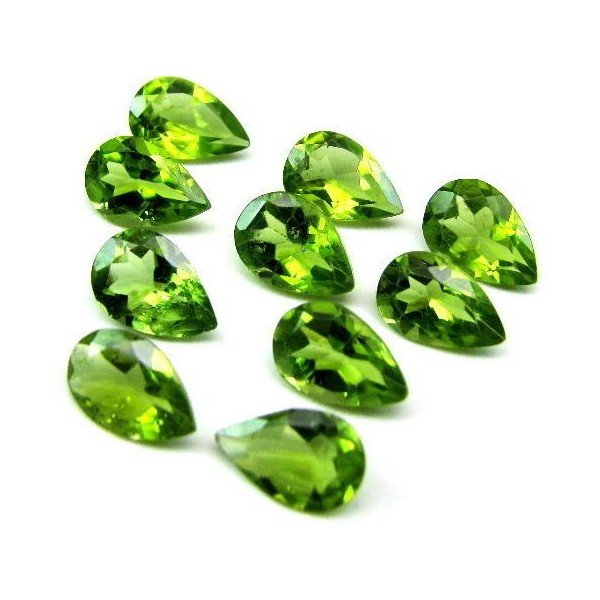 Certified Natural Peridot AAA Quality 7x5 mm Faceted pear 2 pcs pair