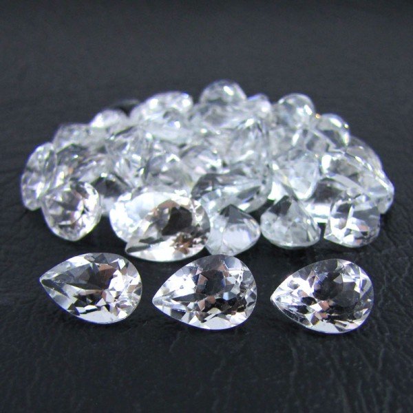 Certified Natural White topaz AAA Quality 6x4 mm Faceted Pear 50 pcs Lot