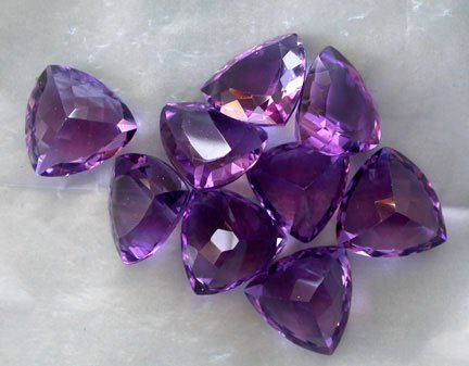 Certified Natural Amethyst AAA Quality 5 mm Faceted Trillion 10 pcs Lot