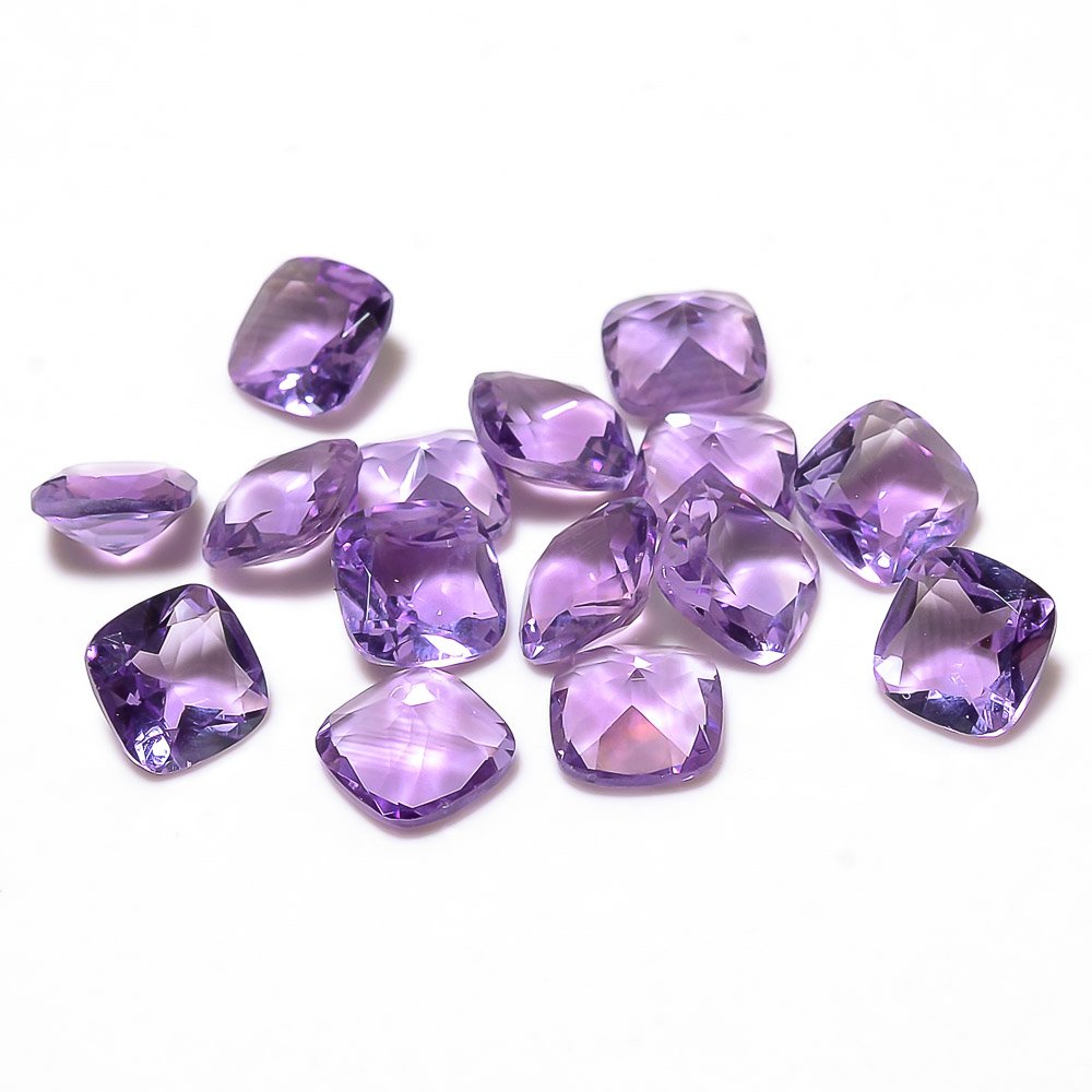 Certified Natural Amethyst AAA Quality 6 mm Faceted Cushion 25 pcs Lot