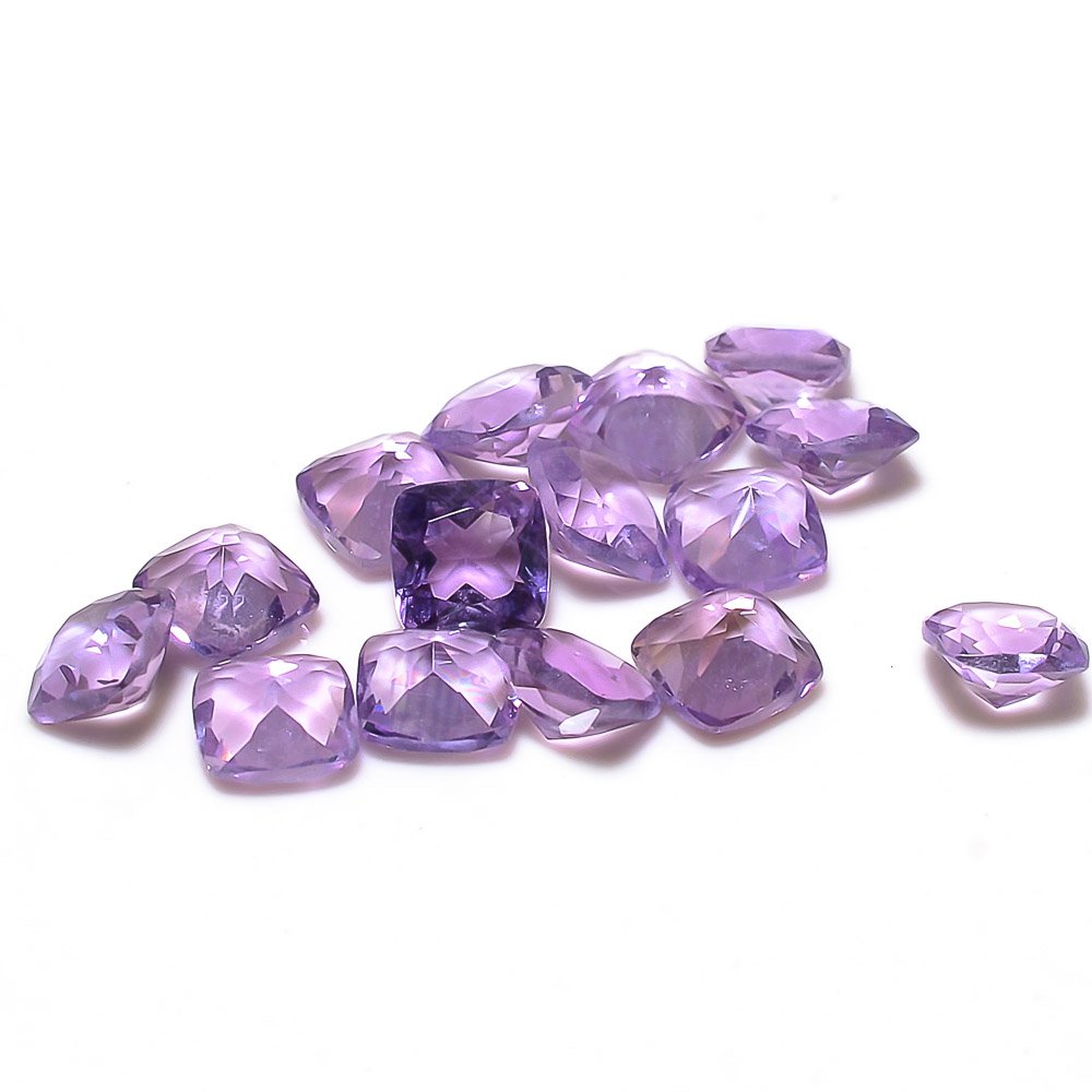 Certified Natural Amethyst AAA Quality 8 mm Faceted Cushion 5 pcs Lot