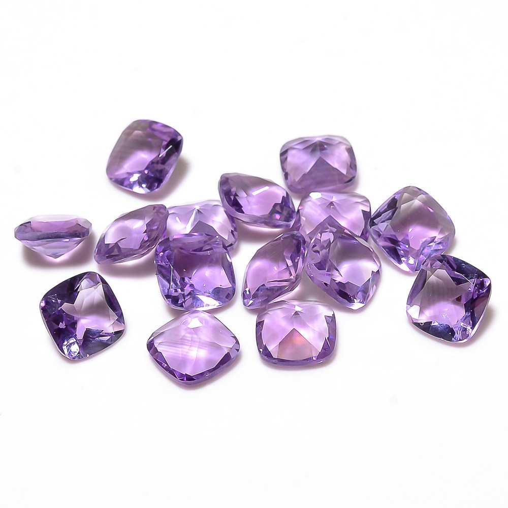 Certified Natural Amethyst AAA Quality 11 mm Faceted Cushion 5 pcs Lot