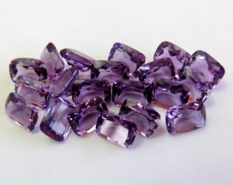 Certified Natural Amethyst AAA Quality 7x5 mm Faceted Cushion 25 pcs Lot