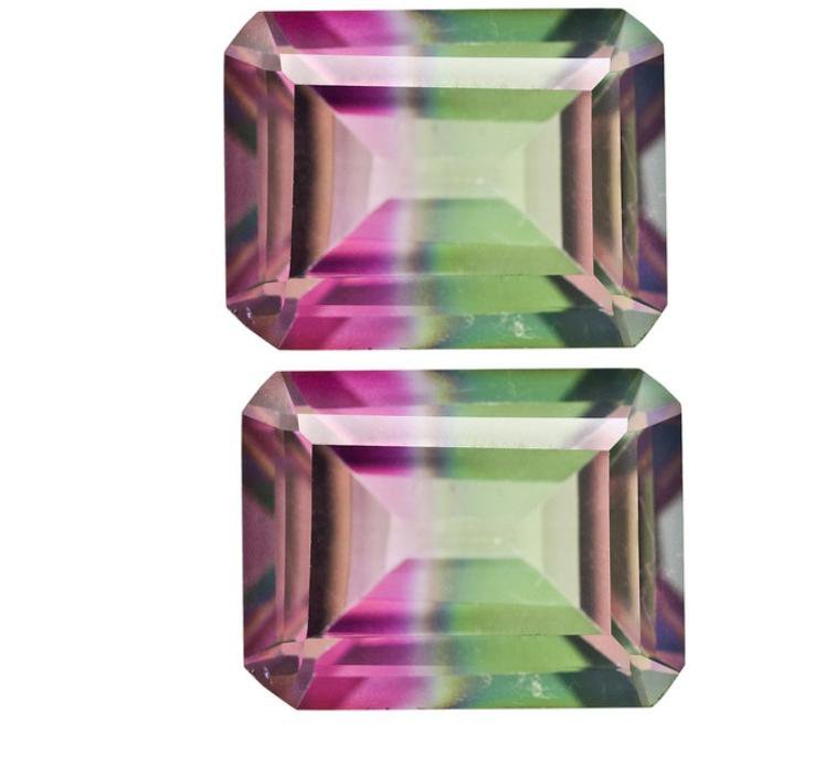 Certified Ouartz Doublets try-Color AAA Quality 18x13  mm Faceted Octagon 2 pcs pair