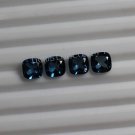 4mm  Natural London Blue Topaz Faceted Cut Cushion 2 Piece Top Quality Blue Color Gemstone
